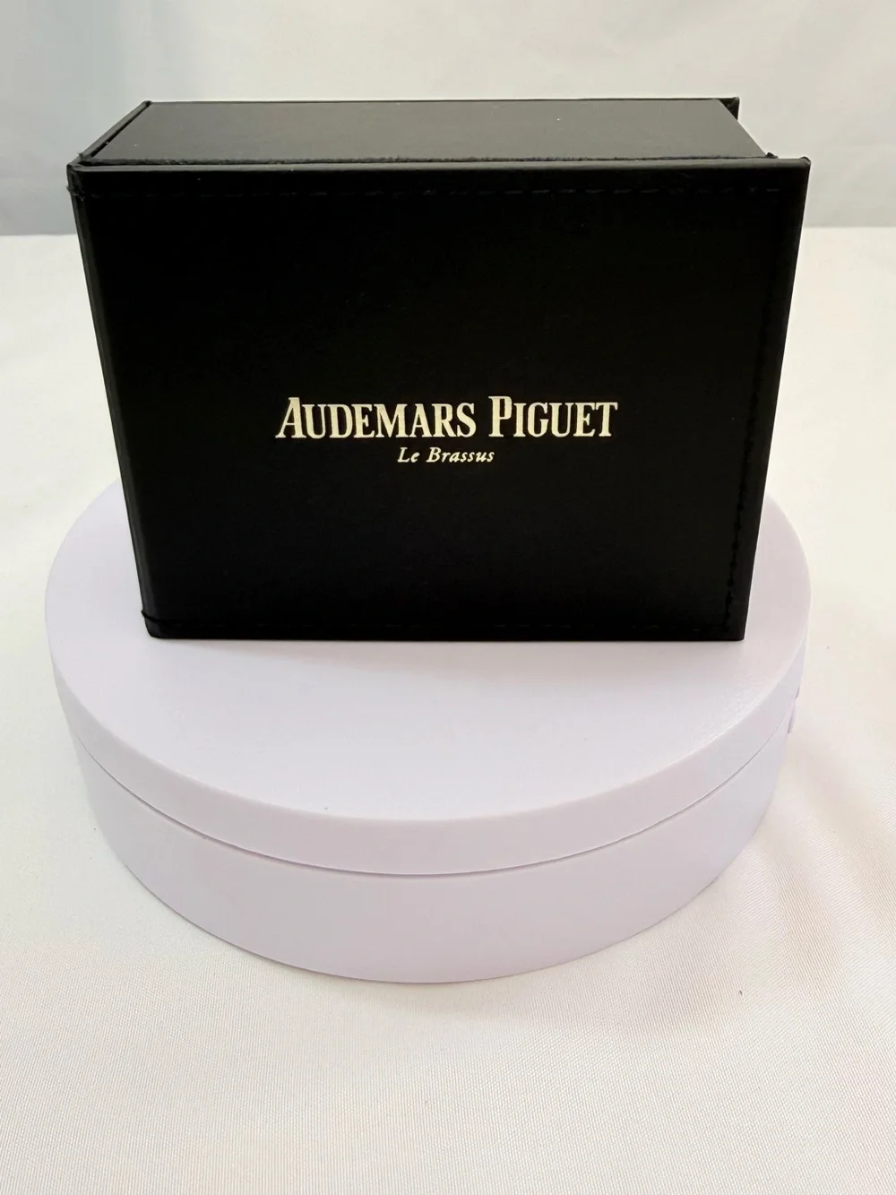 Audemars Piguet Black and Silver Round Grid Cufflinks
